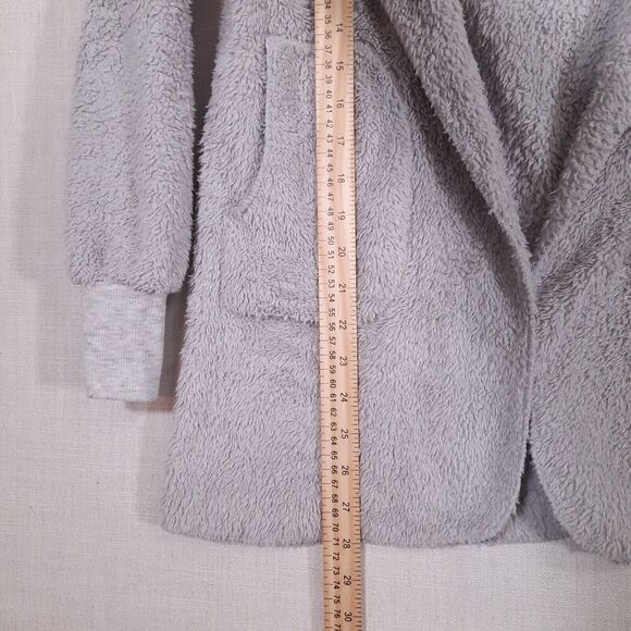 Fashion Classic Fleece Hooded Cardigan Size Small Open Front Pockets Soft Lounge - Picture 16 of 16